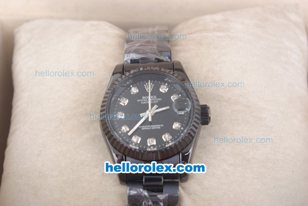 Rolex Datejust Oyster Perpetual Automatic Full PVD with Black Dial and Diamond Marking-Small Calendar - Click Image to Close